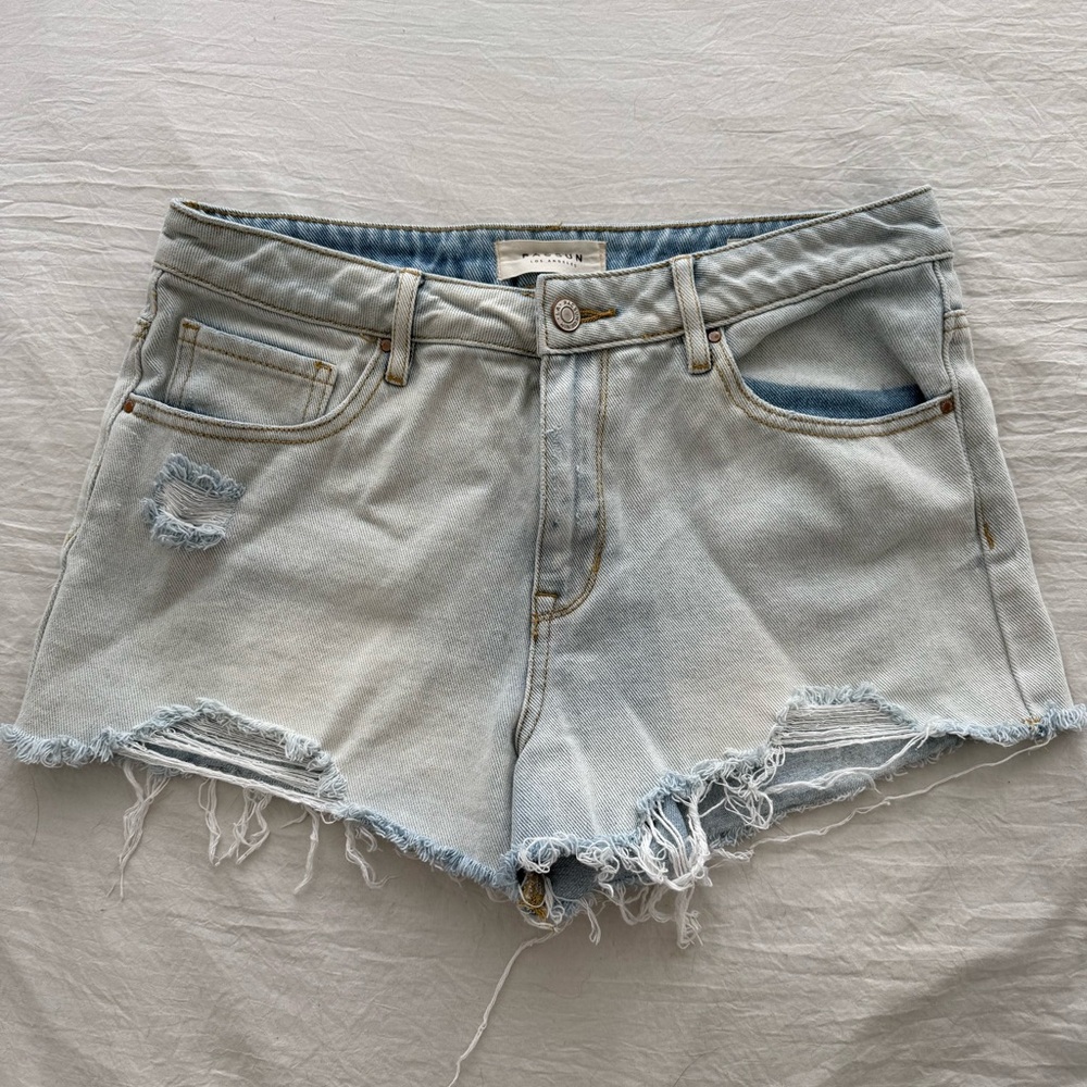 Light Blue Distressed Denim Shorts